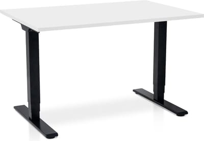 Zit-sta bureau elektrisch verstelbaar - MRC COMFORT NEN-EN 527 | 120 x 80 cm | frame zwart - blad wit | 130 cm hoog | 100KG draagvermogen