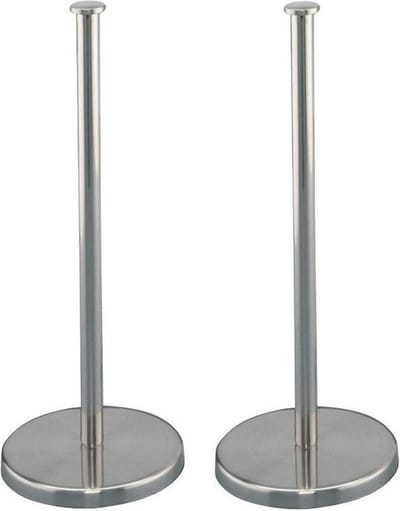 2x Zilveren RVS keukenrolhouder rond 13 x 32 cm