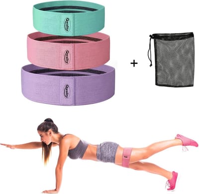 Qwality® Weerstandsbanden 3x Stof – Sport Elastiek Banden- Resistance Bands - Thuis Train Set – Fitness - Inclusief Oefeningen