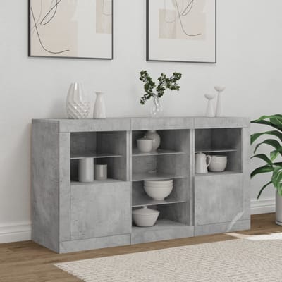 vidaXL - Dressoir - met - LED-verlichting - 123x37x67 - cm - betongrijs