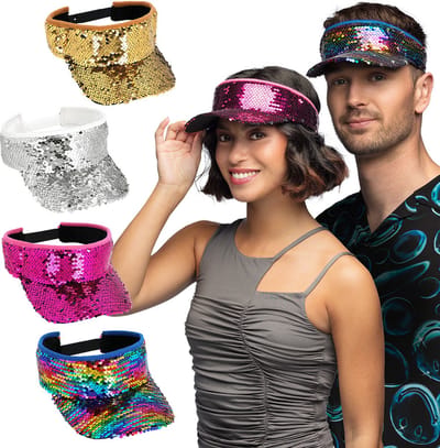Boland - Zonneklep Blitz assorti - - Volwassenen - Unisex - 80s - 90s - Glitter - Disco
