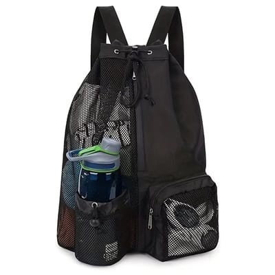 Zwemtas Sporttas Met Trekkoord Rugzak Met Natvak – Multifunctionele Strandtas Voor Zwemmen, Sportschool & Workout Gear - Zwart
