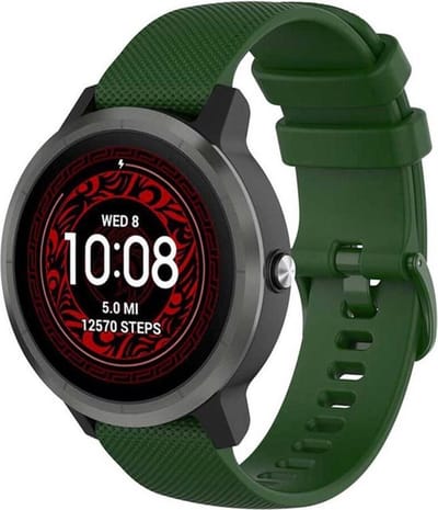 Shop4 - Geschikt voor Garmin Vivoactive 3 Bandje - Siliconen Donker Groen