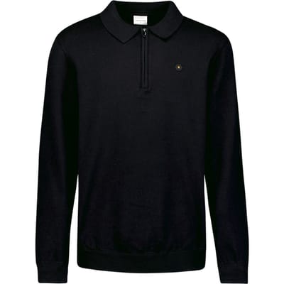 No Excess Pullover Polo Half Zipper Solid Knit Black Größe: S | Poloshirts Outlet | Herren | Schwarz