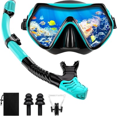 Snorkelmasker Duikmasker voor Volwassenen met Snorkel Condensvrij & Lekvrij 180° Panoramisch Duikmasker Snorkelset voor Heren en Dames