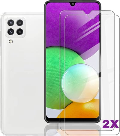 AziLine Screenprotector 2X geschikt voor Samsung Galaxy A22 - 9H Luxe Tempered Glas 2X Bescherming A22 4G - Premium Kwaliteit Glas Schermbescherming geschikt voor Samsung Galaxy A22