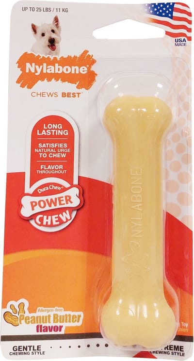 Nylabone dura chew voor harde bijters pindakaassmaak tot 11 kg 11x3x1,5 cm