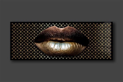 GOLDEN LV LIP schilderij op plexiglas 120x50cm