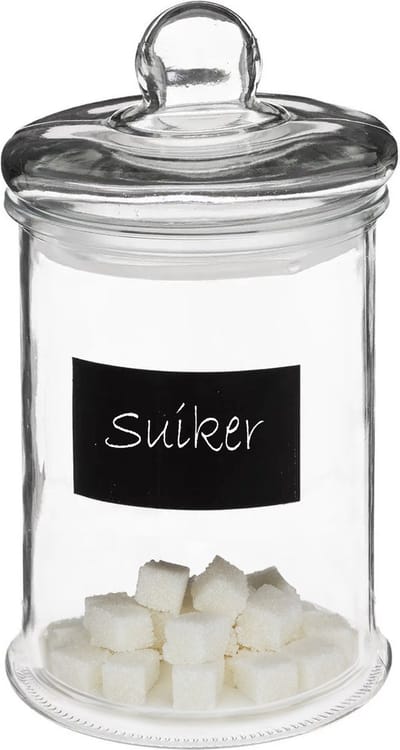 5Five Snoeppot/voorraadpot - 2x stuks - 1,2 Liter - glas met deksel - 1200 ml - krijtvlak - Voorraadpotten met luchtdichte sluiting