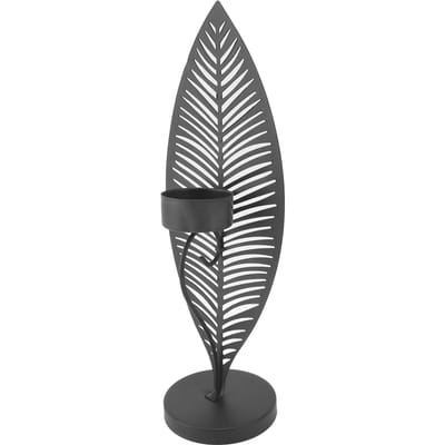 Porte-bougie Feuille de Fer Minimaliste Créatif Unique Forme Feuille Support de Bougie pour Salle à Manger Décoration Intérieure Noir