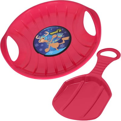 KOTARBAU® Sneeuwschijf Set, Kunststof, 60 cm, Roze, Schotel Slee Plastic, 34x53 cm, Sneeuw Slee, Rodelen, Lichtgewicht, Voor Kinderen En Volwassenen, Bobsleeën, Sneeuwglijder