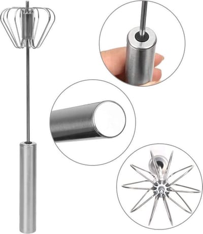 KimDo - Semi Automatische Garde van Roestvrij Staal - Eierklopper - Eierklutser - Slagroomklopper - Mini Garde - Melkopschuimer - Handmatig - Beslag klopper - Staafmixer - Mixer - Zilver