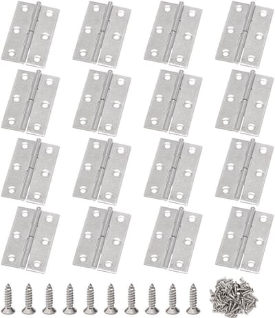 Dailygoods - Meubeldeurscharnieren, 16 stuks 4,3 cm opvouwbare scharnieren, roestvrijstalen scharnieren met schroeven voor poortramen, kastladedozen