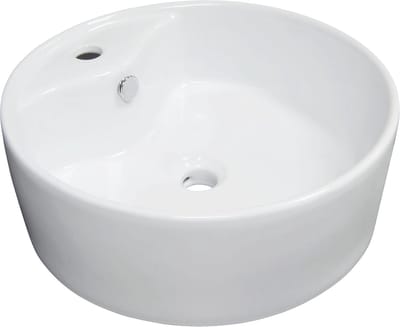 Opzetwastafel Rond - Waskom Keramiek - Badkamer Renovatie - Duurzaam Materiaal - 45 cm Diameter - Wit