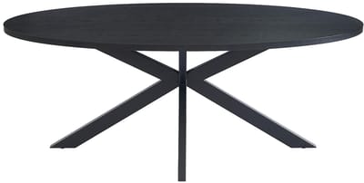 Vente-unique Eettafel 8 personen van eikenfineer en metaal - Zwart - LINIOMA