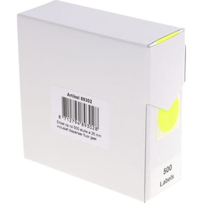 Etiket Rillprint 25mm op rol fluor geel 500 stuks
