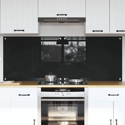 vidaXL - Keukenachterwand - 2 - st - Zwart - 80 - x - 60 - cm - gehard - glas