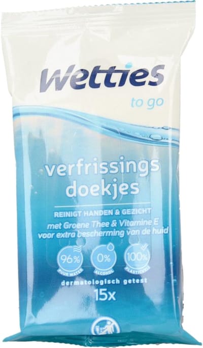 Wetties To Go Verfrissingsdoekjes 15 Stuks