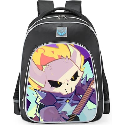 Brawl Stars Kleurrijke Geestenhond Print Zwarte Achtergrond Sci-Fi Stijl Dubbelzijdige Reflecterende Strip Grote Capaciteit Schooltas reflective black - large