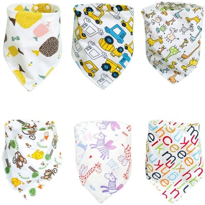 Dailygoods - Dubbellaagse Driehoeksjaal - Multifunctionele Baby-sjaal - Set van 6 - Uniseks Design - Slabbetjes voor Pasgeborenen - Stijlvolle Kleur