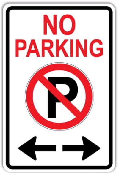 Bord No parking met pijlen - Weerbestendig Aluminium - 40x60 cm - Bevestiging: Zonder bevestiging (alleen het bord)