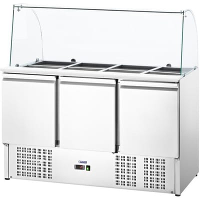 Koelvitrine - met glazen blad - Royal Catering - 368 L - voor 8 GN bakken - 137 x 137 cm RCLK-W368