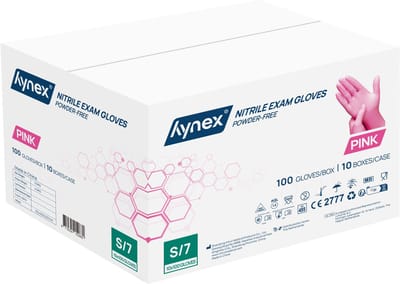Hynex Nitril Wegwerphandschoenen – Maat S – Roze – Omdoos 1000 Stuks (10 x 100) – 3,5 Gram – Poedervrij & Latexvrij – Voor Zorg, Horeca & Schoonmaak