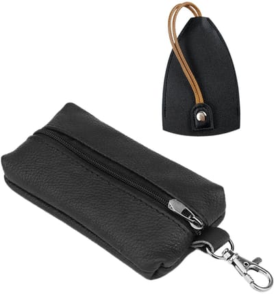 Dailygoods- Sleuteltas Leer - Sleuteletui Uittrekbaar - Sleutelhangerportemonnee - Zwarte Opbergtas - Compact Ontwerp - Afmetingen 12 x 7 x 1,8 cm