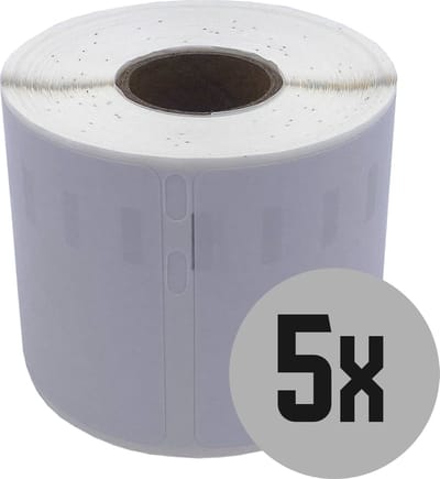 DULA Dymo Compatible labels - Wit - 99014 - S0722430 - Verzend- en naambadge etiketten - 5 rollen - 101 x 54 mm - 220 labels per rol