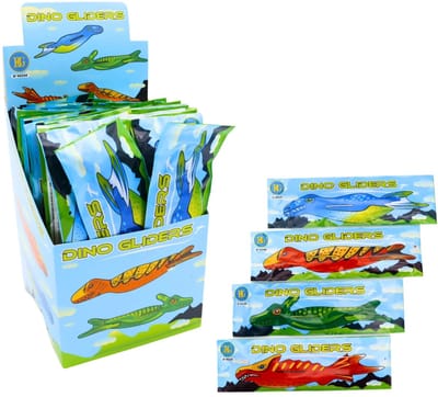 Dinosaurus Vliegtuigjes Fam – Set van 4 Nostalgisch Speelgoed Vliegtuig – Dinosaurus Uitdeelcadeaus & Traktatie voor Kinderen