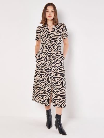 Zebra-overhemdjurk met strik