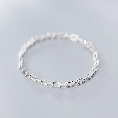Modian Eenvoudige Geometrische Ketting Armband Voor Vrouwen Mode Echt 925 Sterling Zilver Strand Armband Fijne Sieraden Accessoires gray