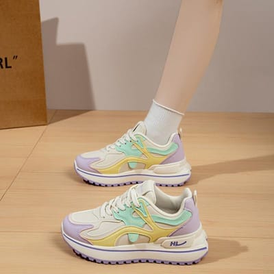 Lente en Herfst Mode Nieuwe Dames Casual Sportschoenen Trendy Veelzijdig Ademend Hoogteverhogende Schoenen voor Dames 38 gray