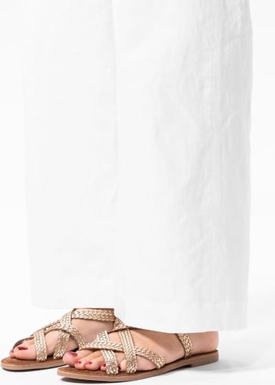 Manfield - Dames - Gevlochten gouden sandalen - Maat 36