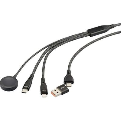 Renkforce RF-6691602 USB-laadkabel USB 2.0 USB-A stekker, USB-C stekker, Apple Lightning stekker, USB-C stekker, Magnetische connector 1.20 m Zwart