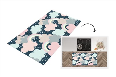 Keukenloper - Loper keuken - Regenboog - Wolk - Regen - Kinderen - Patronen - 120x60 cm - Keukenloper vinyl