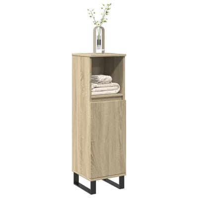 vidaXL - Badkamerkast - 30x30x100 - cm - bewerkt - hout - sonoma - eikenkleurig