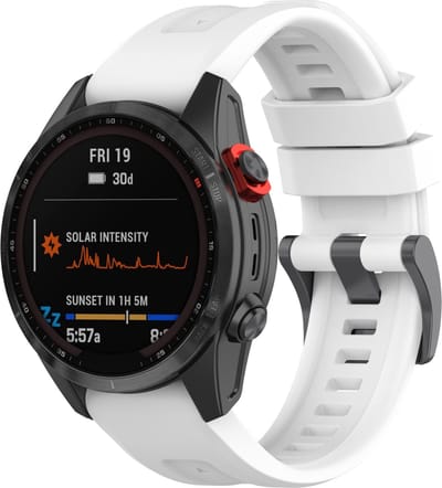By Qubix - Geschikt voor Garmin bandje - 26mm Quickfit - Siliconen sportbandje - Wit - Geschikt voor Garmin Fenix 7X / 6X / 5X
