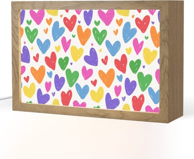 Nachtlampje 30x20 cm - Kinder lampje - Hartjes - Patroon - Kleurrijk - Tafellamp kinderkamer - Slaapkamer lamp - Bedlamp kinderen - Kinderlampje stopcontact - Wandlamp babykamer - Nachtlampjes