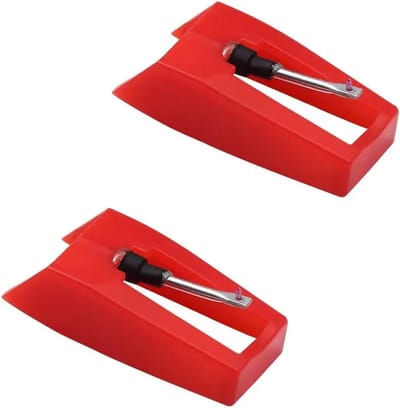 2 stuk - Platenspeler naald pickup - grammofoon naald - Accessoires voor cd-spelers - kunststofmateriaal - Rood