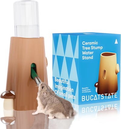 Waterfles voor kleine huisdieren - 120 ml keramische drinkfles met houder, druppelvrij en kauwbestendig