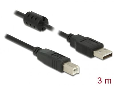 Delock Cable USB 2.0 Type-A male > USB 2.0 Type-B male 3.0 m black