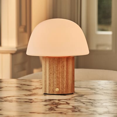 Tavellio Marijn Oplaadbare Tafellamp – H20 – Hout en Glas – Lichtbruin