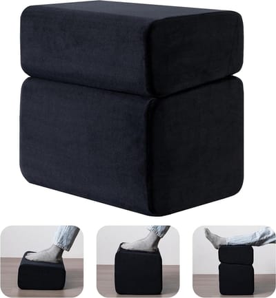 Voetsteun Onder Bureau - Ergonomisch Kussen - Comfortabel Zitten - Drie Hoogteniveaus - 43x28x43 cm - Zwart
