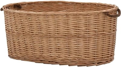 Houtmand Wilgenhout - Rieten mand - Haardhout Opslag - Rustiek Landelijk Design - Groot formaat - Bruin