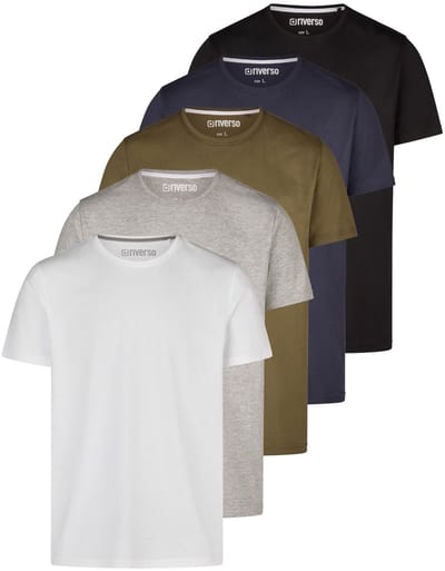 riverso Heren T-Shirt RIVDean 5 Pack regular fit Veelkleurig S Ronde Hals Volwassenen - gemaakt van 100% katoen