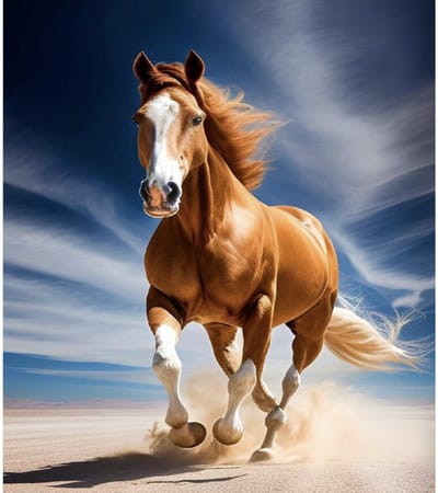 TOPMO- Bruine Paard- Diamond painting pakket - HQ Diamond Painting - volledig dekkend - Diamant Schilderen – voor Volwassenen – ROND - 40 x 50 CM