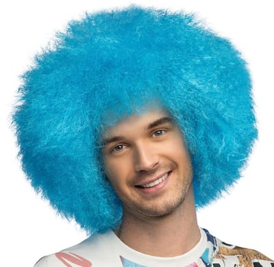 Boland - Pruik Sugar neonblauw Oranje,Neon - Krullen - Kort - Vrouwen - Clown -