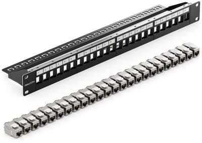 Patchpaneel Set - Netwerk Distributie - Netwerk Installatie - Modulair 24 Poorts - 19 Inch - Zwart