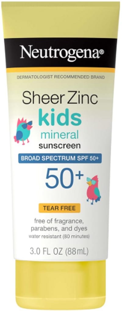 Neutrogena Sheer Zinc Kids Minerale Zonnebrand SPF 50+ (88ml)– Breed Spectrum UVA/UVB – Waterresistent 80 min – Parfumvrij & Traanvrij – Voor Gevoelige Kinderhuid